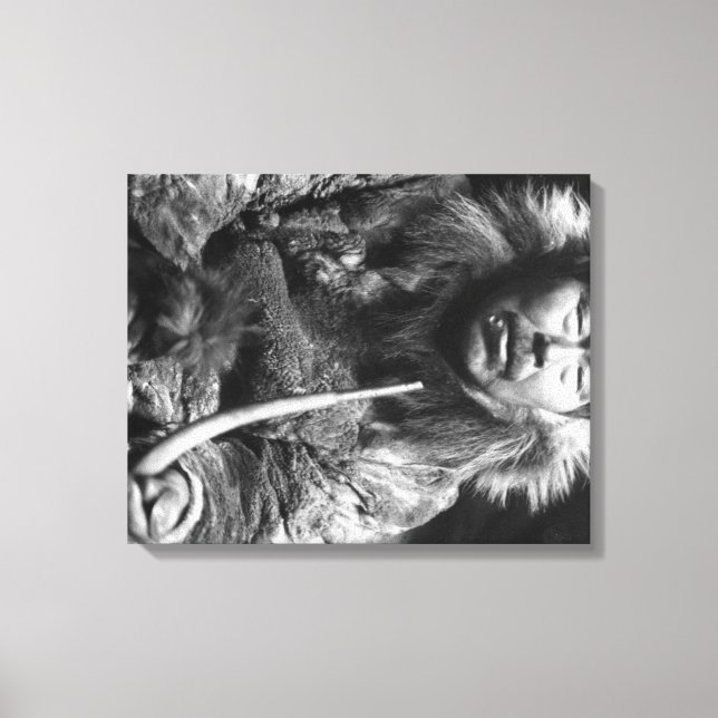 Alaskan Eskimo Smoking Pipe Photograph Canvas Print (Front)