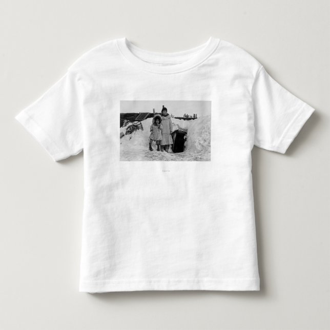 Alaskan Eskimos Outside Their Home Photograph Toddler T-Shirt (Front)