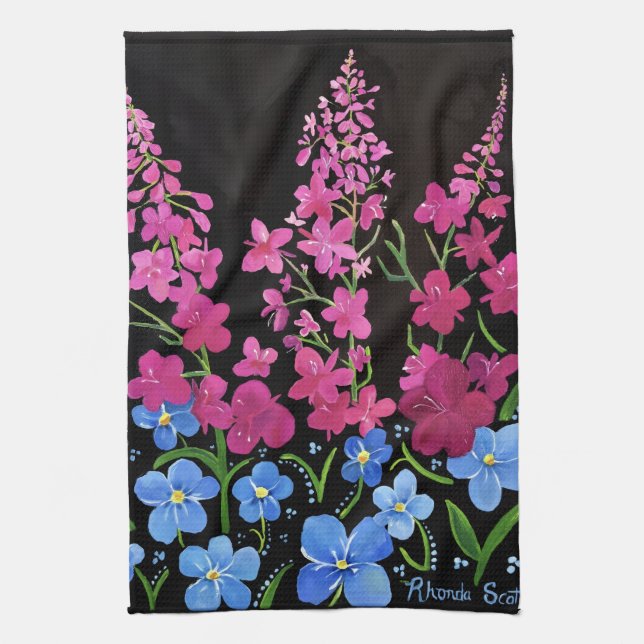 Alaskan Exuberance Fireweed kitchen towel (Vertical)