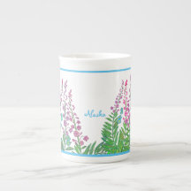 Alaskan fireweed and forget-me-nots tea cup