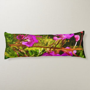 Alaskan Fireweed Pink Wildflower Abstract Body Cushion