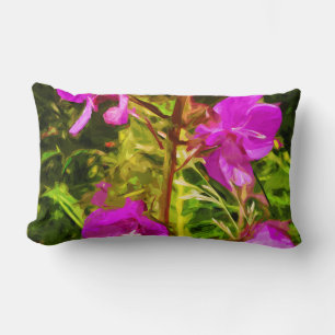 Alaskan Fireweed Pink Wildflower Abstract Lumbar Cushion