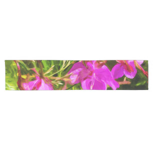 Alaskan Fireweed Pink Wildflower Abstract Short Table Runner