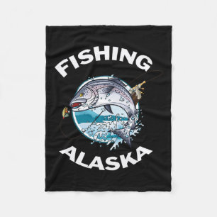 Alaskan Fish Alaska's Wild Salmon Souvenir Fishing Fleece Blanket