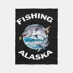 Alaskan Fish Alaska's Wild Salmon Souvenir Fishing Fleece Blanket