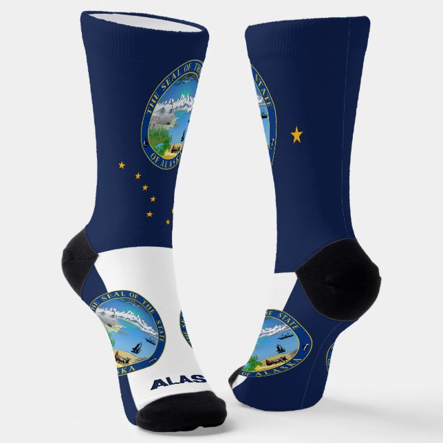 Alaskan Flag Patriotic, Alaska, USA State Premium Socks (Angled)