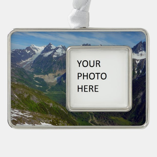 Alaskan Glacier-Carved Valley Silver Plated Framed Ornament (Front)