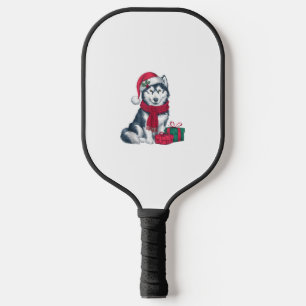 Alaskan Husky Dog Christmas Outfits Santa Hat Dog  Pickleball Paddle