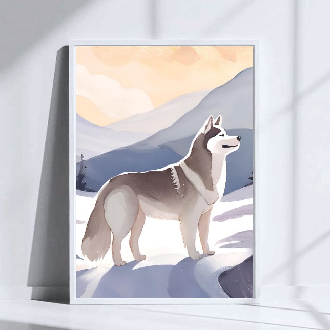 Alaskan Husky | Dog Mountain Watercolor Art Poster (Creator Uploaded)