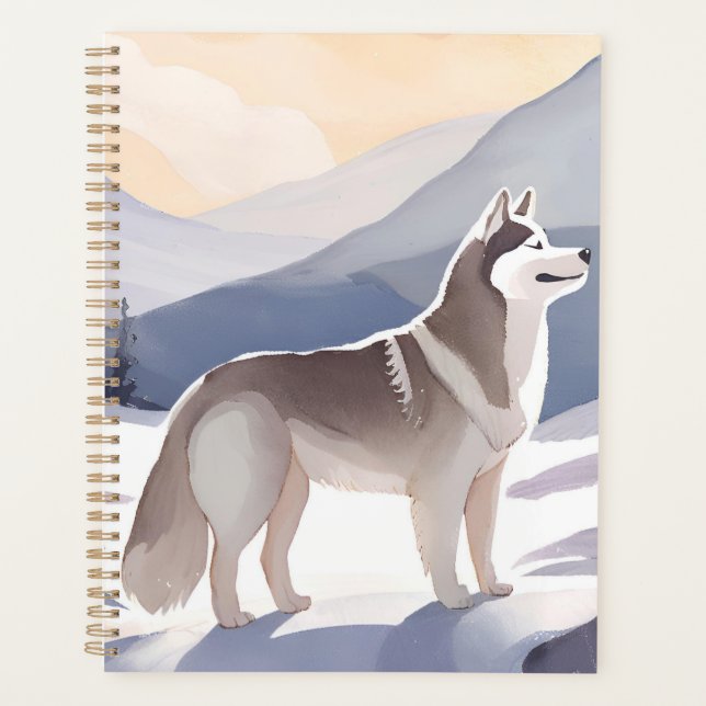 Alaskan Husky | Dog Mountain Watercolor Planner (Front)