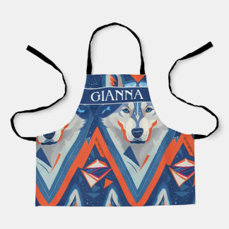 Alaskan Husky Geometric Colourful Pattern Apron