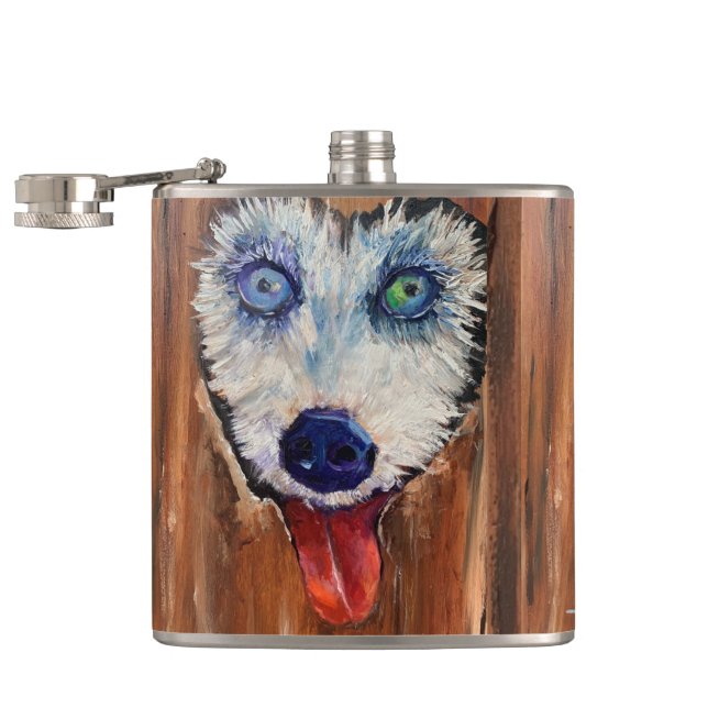 Alaskan Husky Sleddog  Flask (Opened)