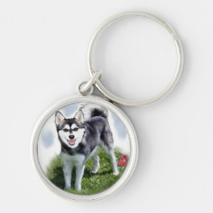 Alaskan Klee Kai Art Key Ring