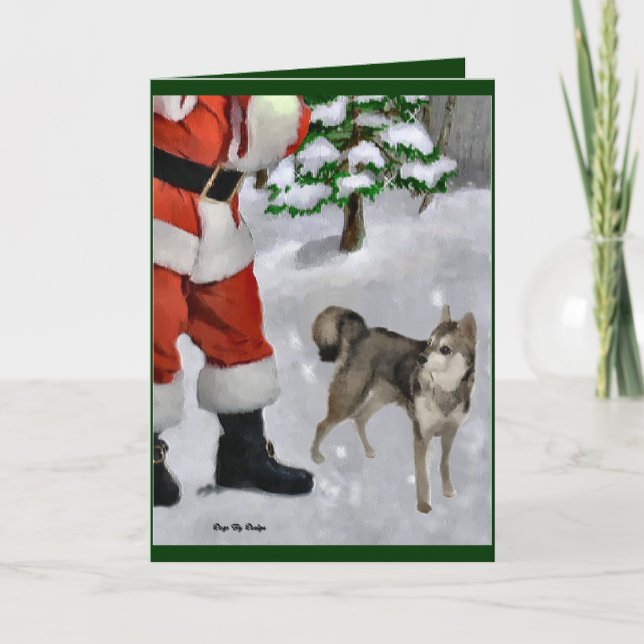 Alaskan Klee Kai Christmas Gifts Holiday Card (Front)