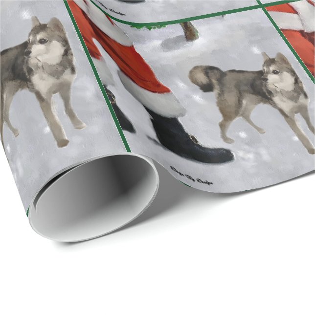 Alaskan Klee Kai Christmas Merry Wrapping Paper (Roll Corner)