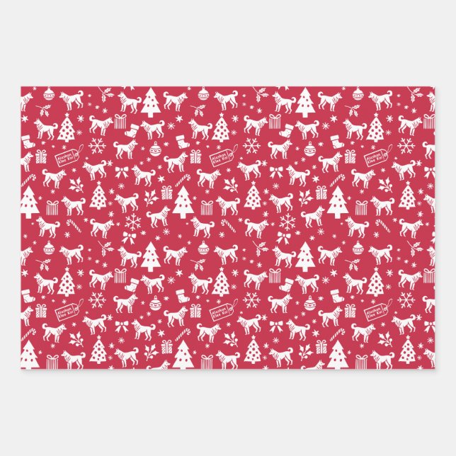 Alaskan Klee Kai Christmas Wrapping Paper Sheet (Front)