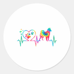 Alaskan Klee Kai Mum Dad Heartbeat Tie Dye Dog Gif Classic Round Sticker