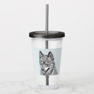 Alaskan Klee Kai Painting - Cute Original Dog Art Acrylic Tumbler