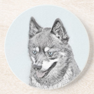 Alaskan Klee Kai Painting - Cute Original Dog Art Coaster