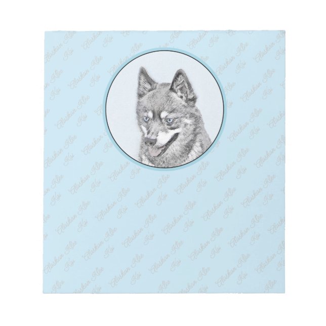 Alaskan Klee Kai Painting - Cute Original Dog Art Notepad (Front)