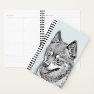 Alaskan Klee Kai Painting - Cute Original Dog Art Planner