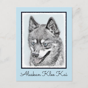 Alaskan Klee Kai Painting - Cute Original Dog Art Postcard