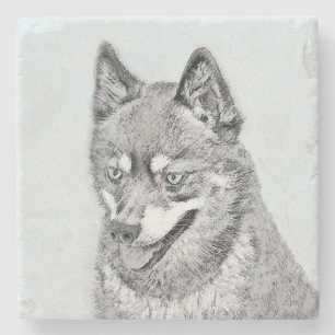 Alaskan Klee Kai Painting - Cute Original Dog Art Stone Coaster