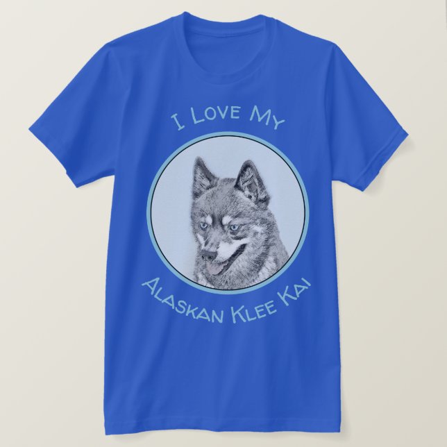 Alaskan Klee Kai Painting - Cute Original Dog Art T-Shirt (Design Front)