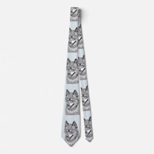 Alaskan Klee Kai Painting - Cute Original Dog Art Tie