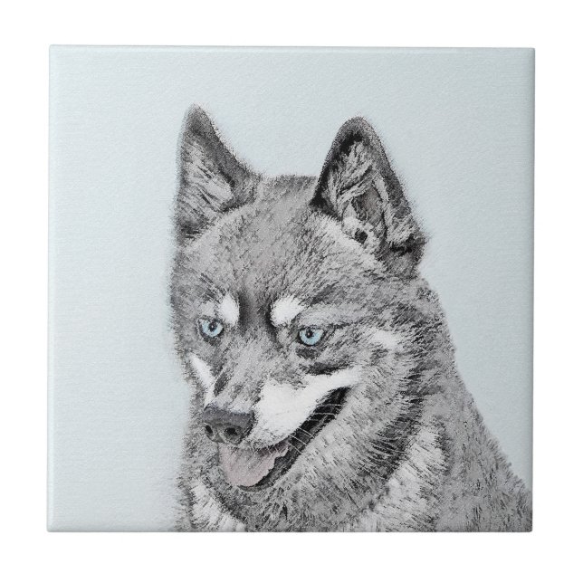 Alaskan Klee Kai Painting - Cute Original Dog Art Tile (Front)