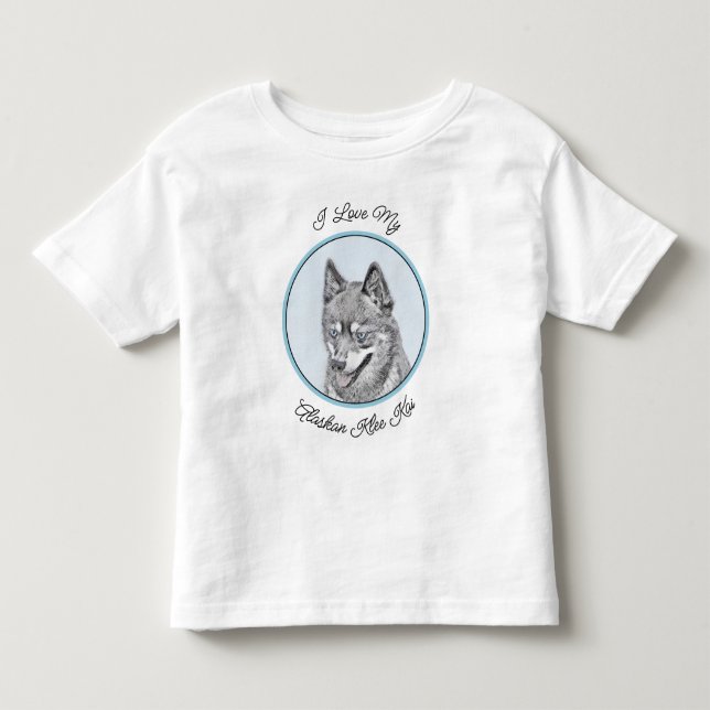 Alaskan Klee Kai Painting - Cute Original Dog Art Toddler T-Shirt (Front)