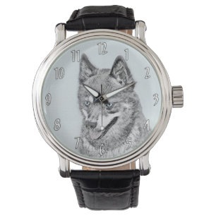 Alaskan Klee Kai Painting - Cute Original Dog Art Watch
