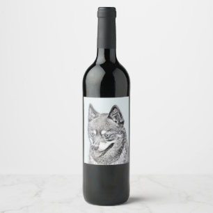 Alaskan Klee Kai Painting - Cute Original Dog Art Wine Label