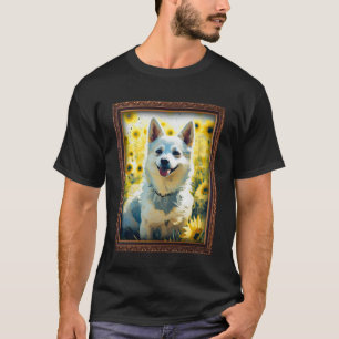 Alaskan Klee Kai Painting Sunflower Flower Mom Wom T-Shirt