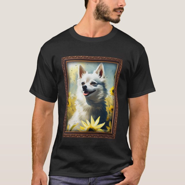 Alaskan Klee Kai Painting Sunflower Flower Mum Wom T-Shirt (Front)