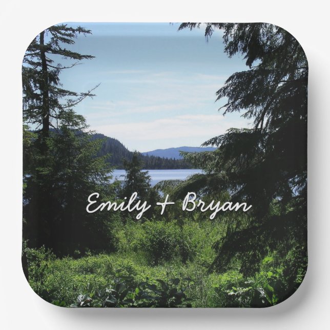 Alaskan Landscape Beautiful Alaska Photography Paper Plate (Front)