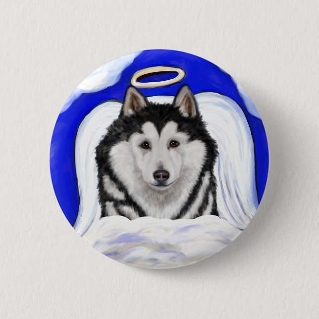 Alaskan Malamute Angel 6 Cm Round Badge (Front)