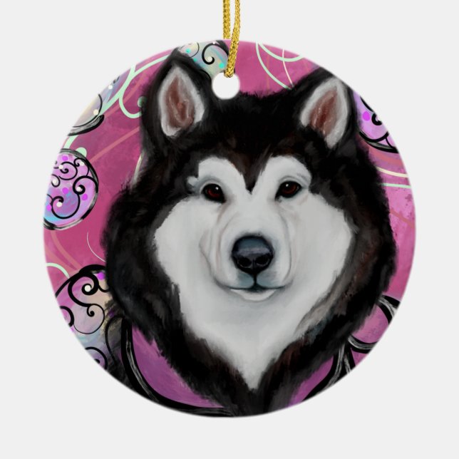 Alaskan Malamute                       Ceramic Tree Decoration (Front)