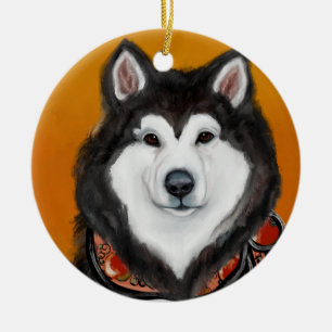 Alaskan Malamute Ceramic Tree Decoration