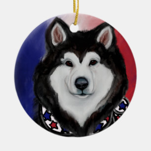 Alaskan Malamute Ceramic Tree Decoration