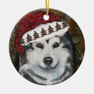 Alaskan Malamute Ceramic Tree Decoration