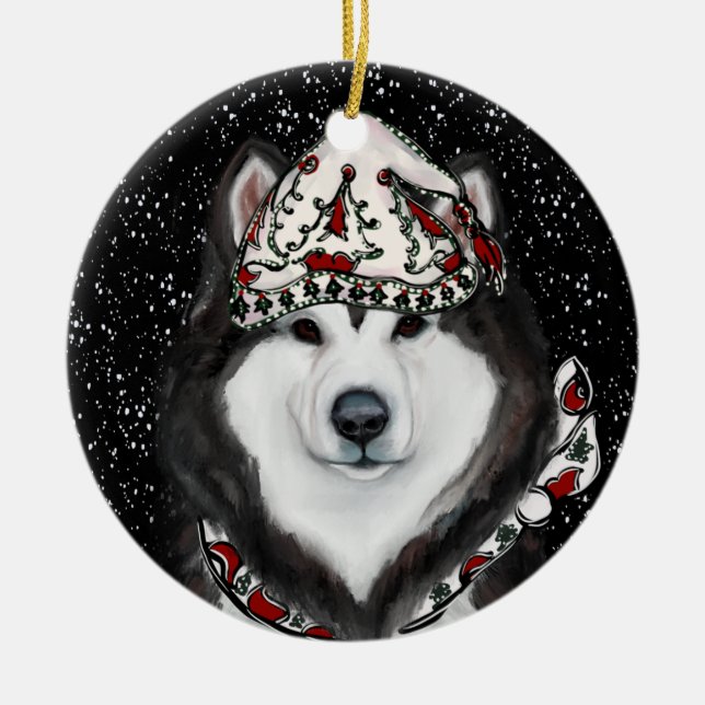 Alaskan Malamute                 Ceramic Tree Decoration (Front)