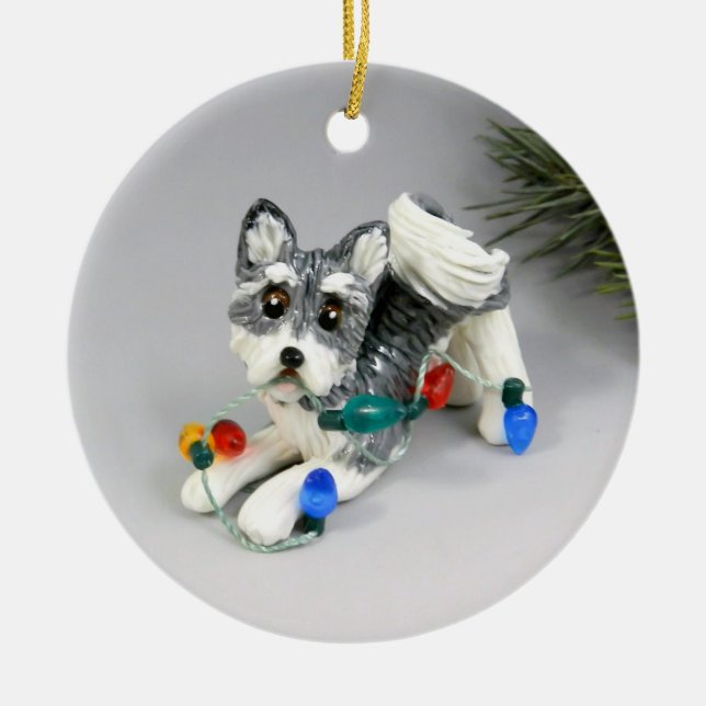 Alaskan Malamute  Ceramic Tree Decoration (Front)