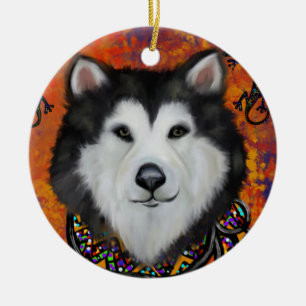 Alaskan Malamute Ceramic Tree Decoration