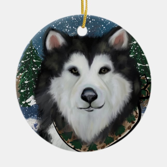 Alaskan Malamute                 Ceramic Tree Decoration (Front)