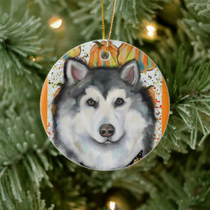 Alaskan Malamute Ceramic Tree Decoration