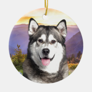 Alaskan Malamute Ceramic Tree Decoration