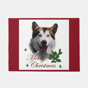 Alaskan Malamute Christmas Doormat