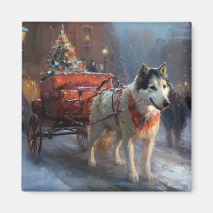 Alaskan Malamute Christmas Festive Season Magnet
