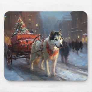 Alaskan Malamute Christmas Festive Season Mouse Pad